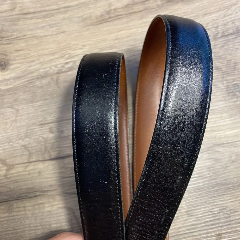 Vintage Coach 5800 Black Leather Belt Made in USA Solid Brass Buckle 44